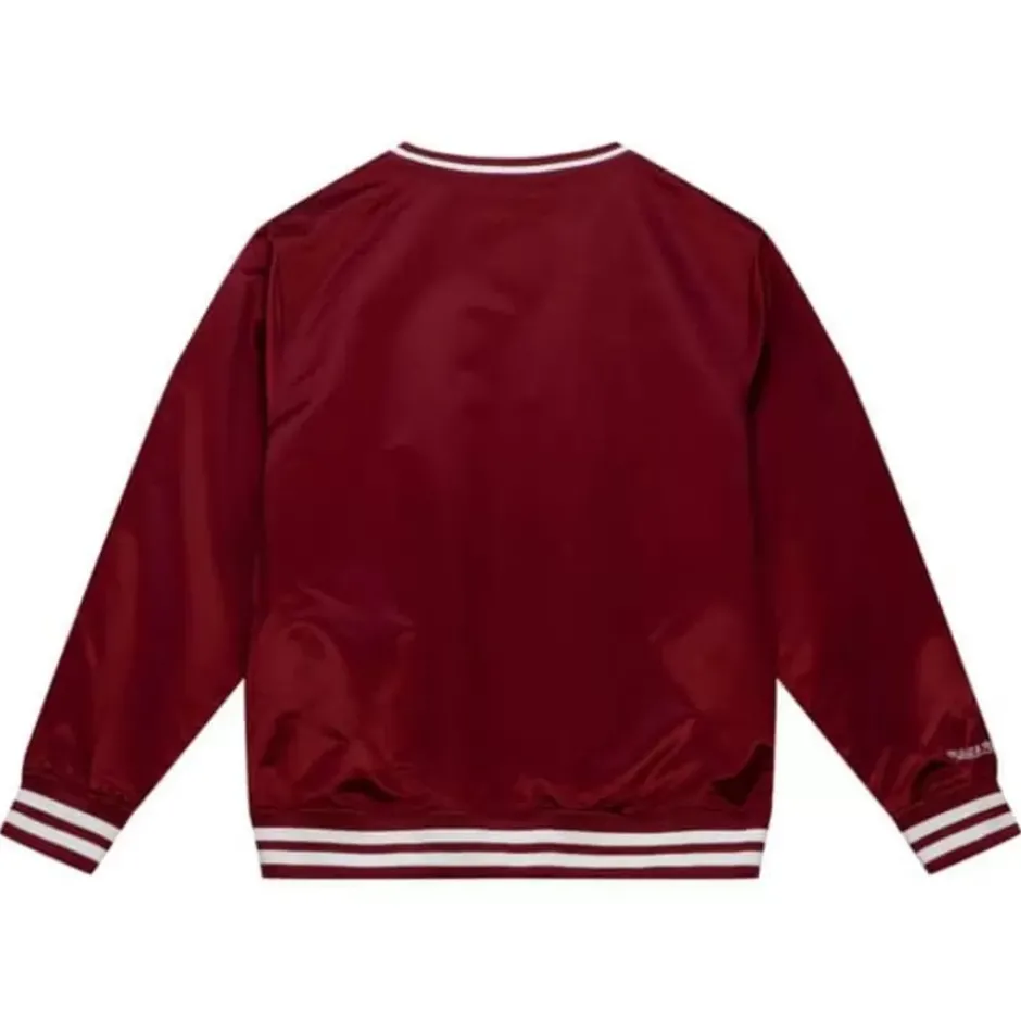 Men Mitchell & Ness Jackets & Outerwear-Sideline Pullover Satin Jacket Philadelphia Phillies