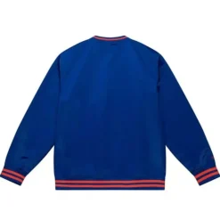Men Mitchell & Ness Jackets & Outerwear-Sideline Pullover Satin Jacket New York Mets