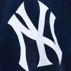 Men Mitchell & Ness Jackets & Outerwear-Sideline Pullover Satin Jacket New York Yankees