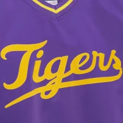 Men Mitchell & Ness Jackets & Outerwear-Sideline Pullover Satin Jacket Louisiana State University