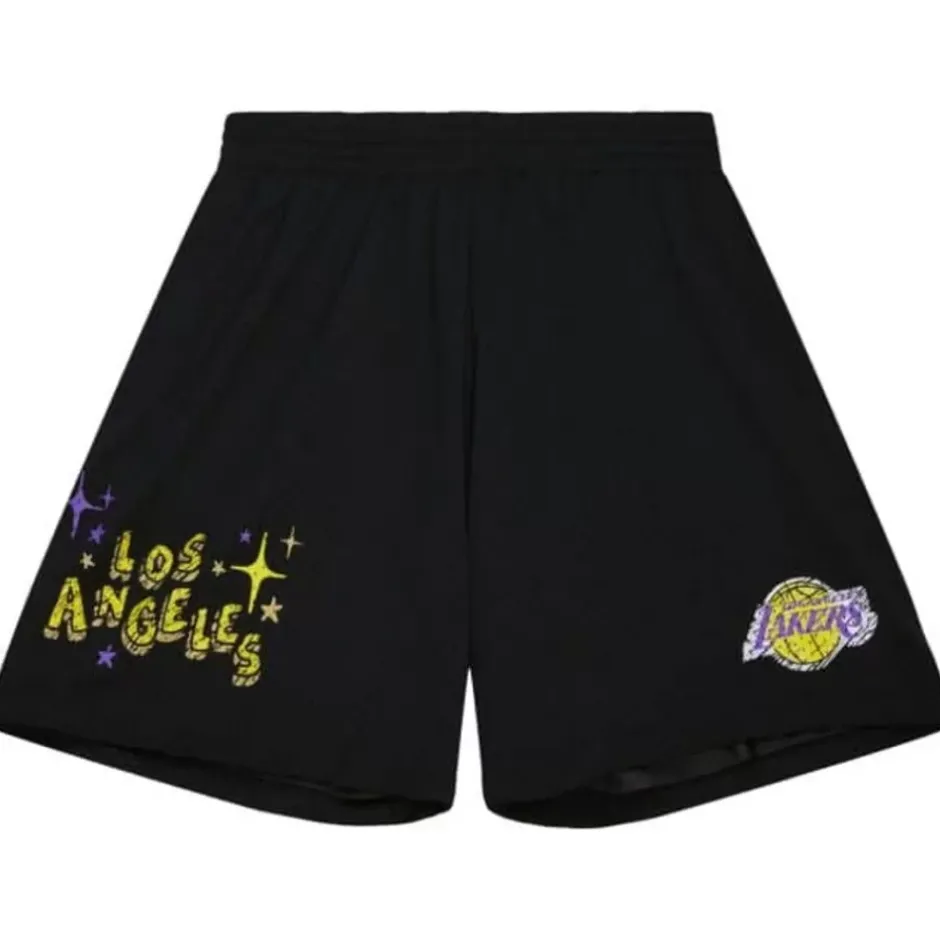 Men Mitchell & Ness Shorts-Sidewalk Sketch Shorts Hwc Los Angeles Lakers