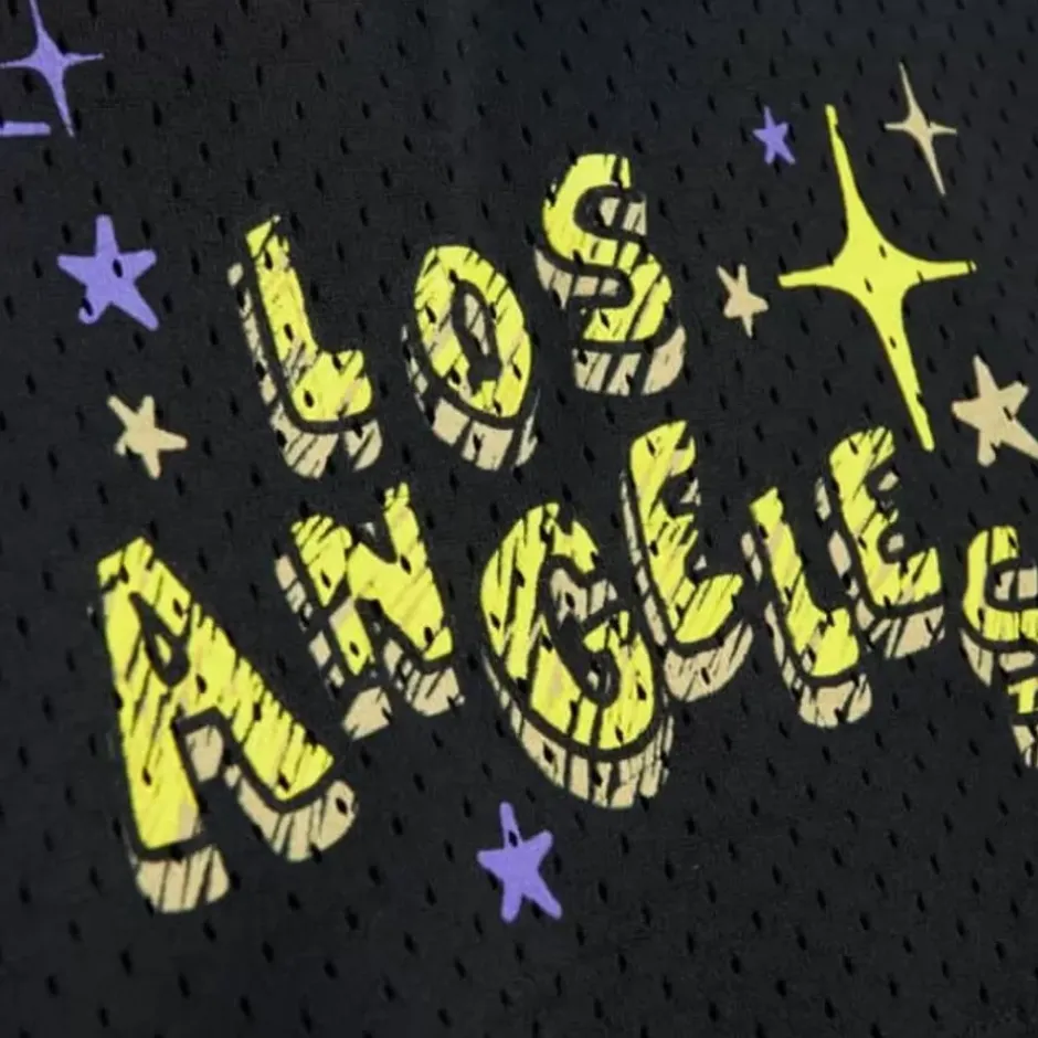 Men Mitchell & Ness Shorts-Sidewalk Sketch Shorts Hwc Los Angeles Lakers