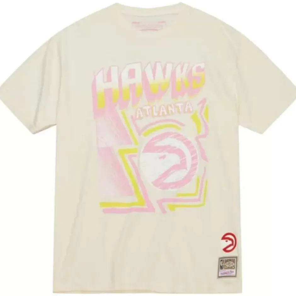 Men Mitchell & Ness T-Shirts & Tops-Sidewalk Sketch Ss Tee Hwc Atlanta Hawks