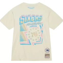 Men Mitchell & Ness T-Shirts & Tops-Sidewalk Sketch Ss Tee Hwc Philadelphia 76Ers