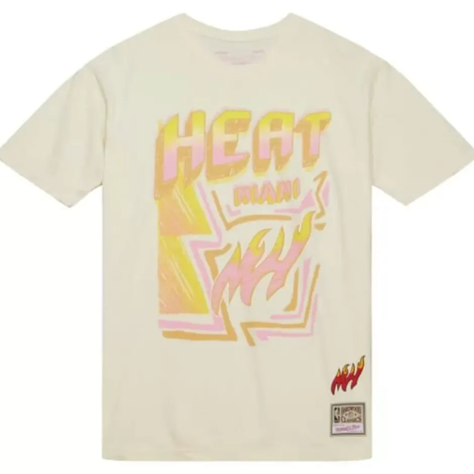 Men Mitchell & Ness T-Shirts & Tops-Sidewalk Sketch Ss Tee Hwc Miami Heat