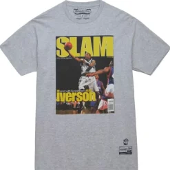 Men Mitchell & Ness T-Shirts & Tops-Slam Cover Georgetown University Allen Iverson