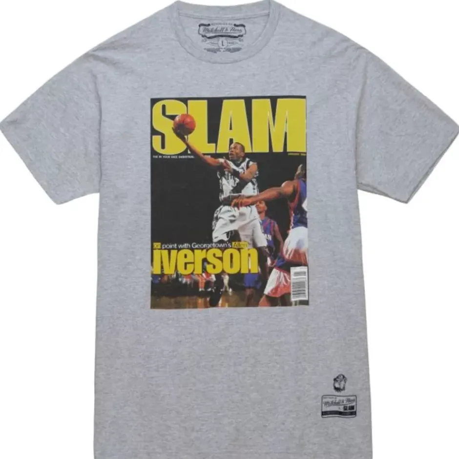 Men Mitchell & Ness T-Shirts & Tops-Slam Cover Georgetown University Allen Iverson