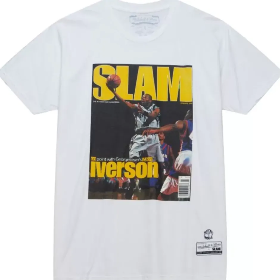Men Mitchell & Ness T-Shirts & Tops-Slam Cover Georgetown University Allen Iverson
