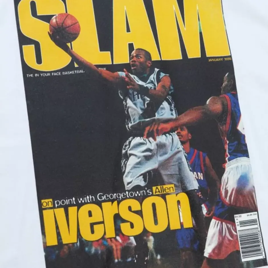 Men Mitchell & Ness T-Shirts & Tops-Slam Cover Georgetown University Allen Iverson