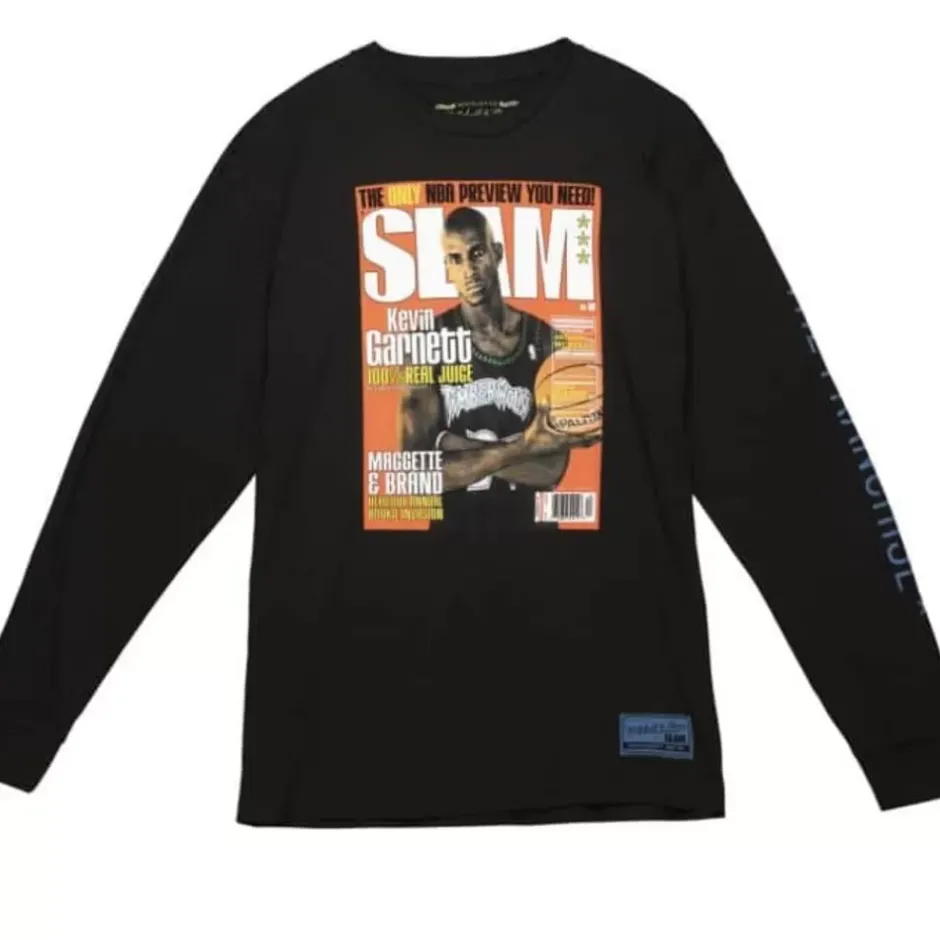 Men Mitchell & Ness T-Shirts & Tops-Slam Cover Longsleeve Minnesota Timberwolves Kevin Garnett