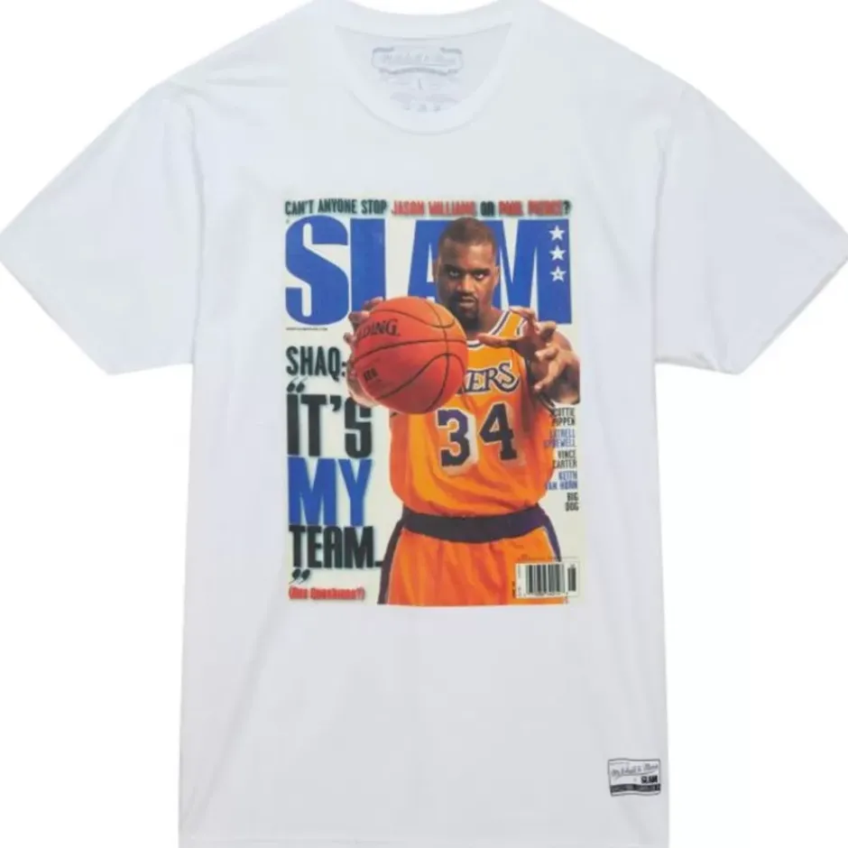 Men Mitchell & Ness T-Shirts & Tops-Slam Cover Los Angeles Lakers Shaquille O'Neal