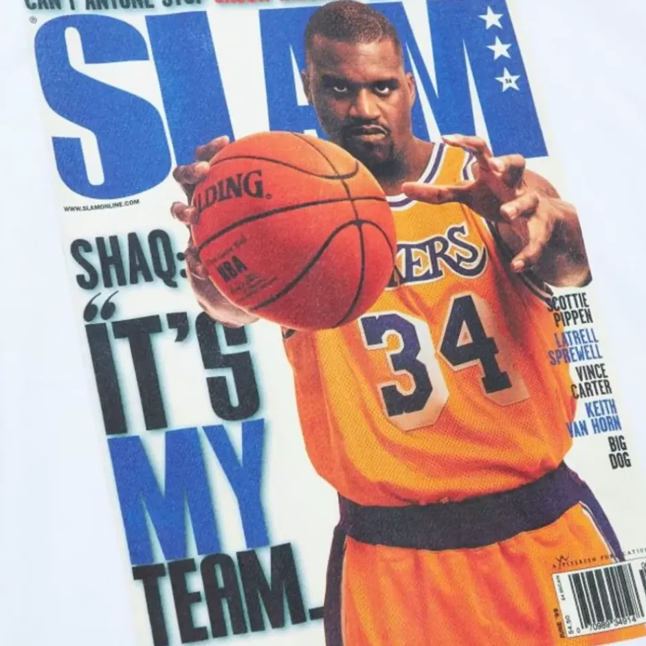 Men Mitchell & Ness T-Shirts & Tops-Slam Cover Los Angeles Lakers Shaquille O'Neal