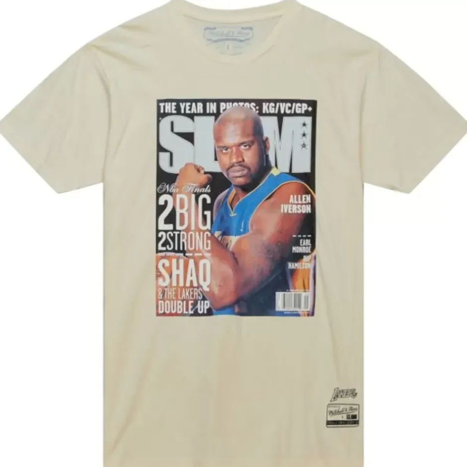 Men Mitchell & Ness T-Shirts & Tops-Slam Cover Los Angeles Lakers Shaquille O'Neal