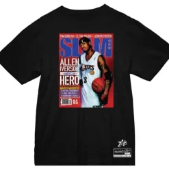 Men Mitchell & Ness T-Shirts & Tops-Slam Cover Philadelphia 76Ers Allen Iverson