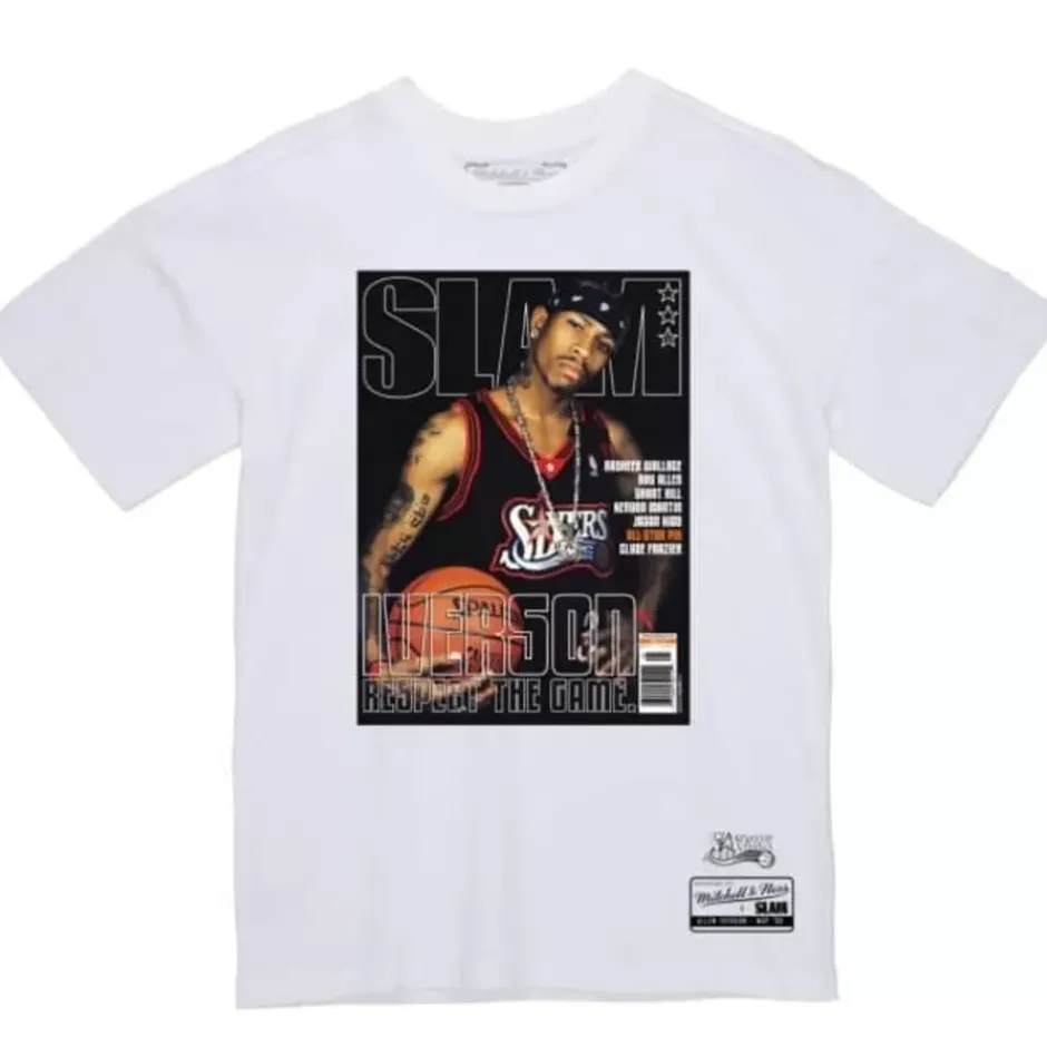 Men Mitchell & Ness T-Shirts & Tops-Slam Cover Philadelphia 76Ers Allen Iverson