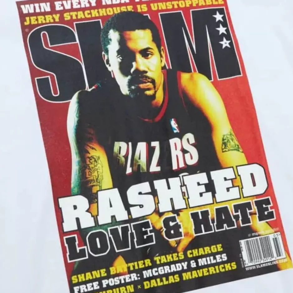 Men Mitchell & Ness T-Shirts & Tops-Slam Cover Portland Trail Blazers Rasheed Wallace