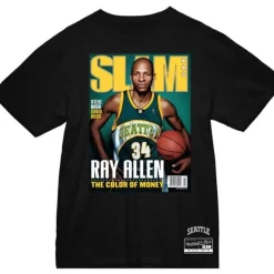 Men Mitchell & Ness T-Shirts & Tops-Slam Cover Seattle Supersonics Ray Allen
