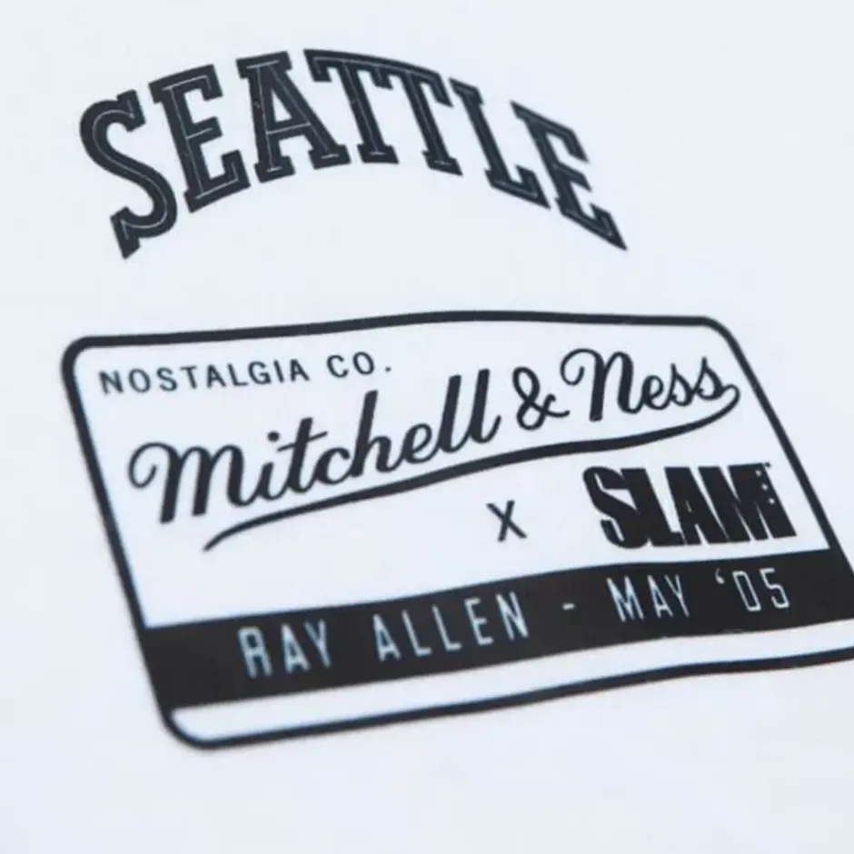 Men Mitchell & Ness T-Shirts & Tops-Slam Cover Seattle Supersonics Ray Allen