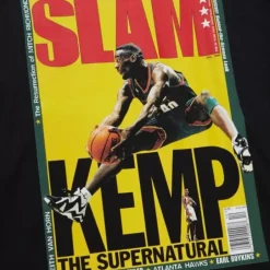 Men Mitchell & Ness T-Shirts & Tops-Slam Cover Seattle Supersonics Shawn Kemp