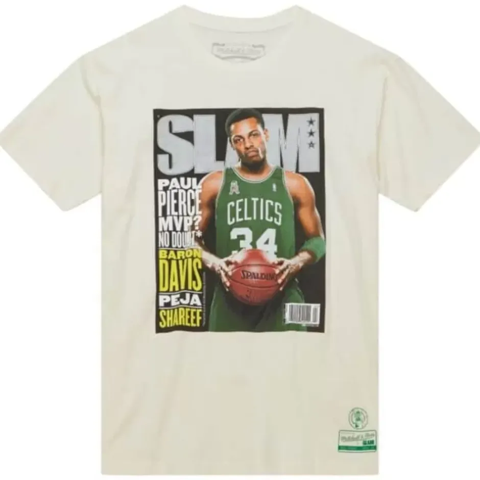 Men Mitchell & Ness T-Shirts & Tops-Slam Cover Tee Boston Celtics Paul Pierce