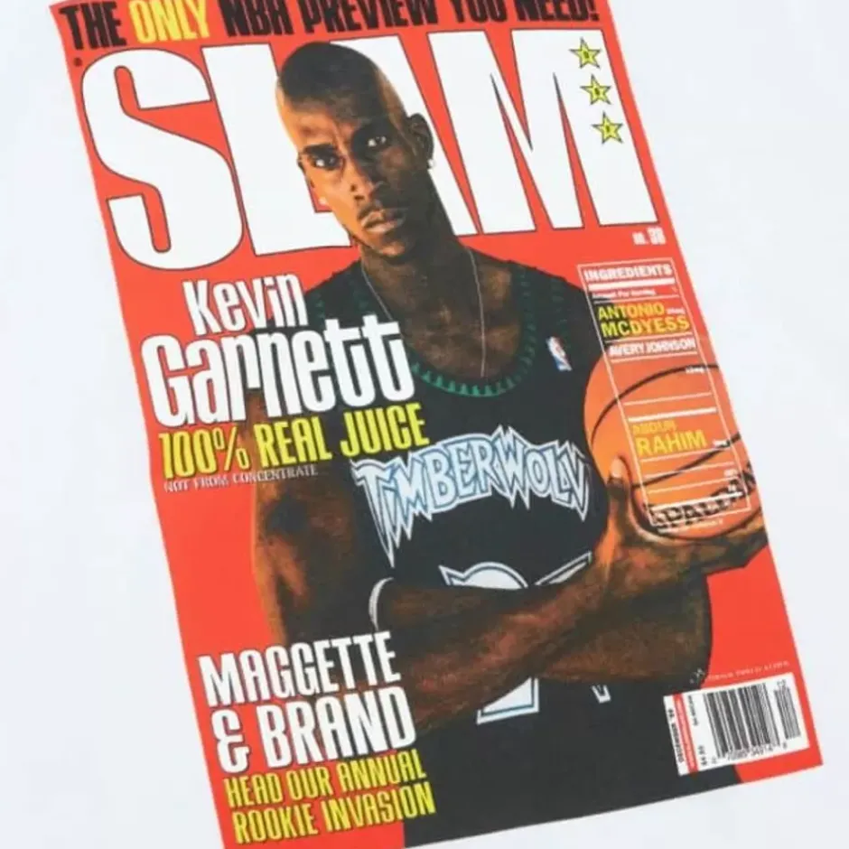 Men Mitchell & Ness T-Shirts & Tops-Slam Cover Tee Minnesota Timberwolves Kevin Garnett