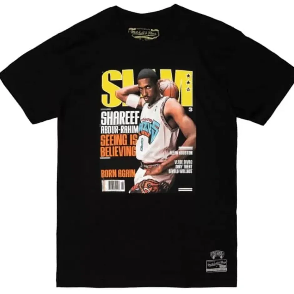 Men Mitchell & Ness T-Shirts & Tops-Slam Cover Tee Vancouver Grizzlies 2000 Shareef Abdur-Rahim