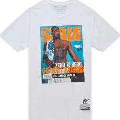 Men Mitchell & Ness T-Shirts & Tops-Slam Cover Washington Wizards Gilbert Arenas