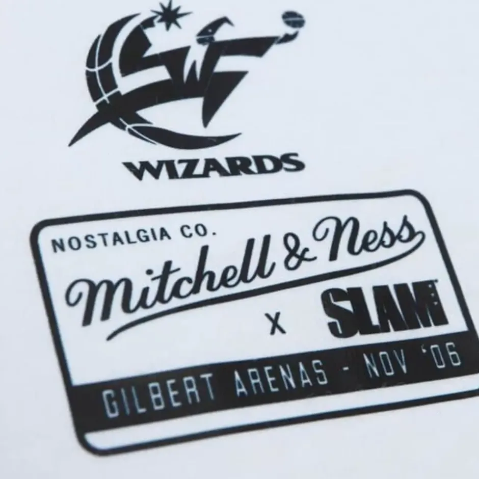 Men Mitchell & Ness T-Shirts & Tops-Slam Cover Washington Wizards Gilbert Arenas