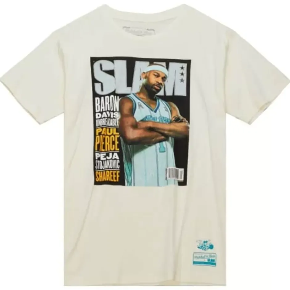 Men Mitchell & Ness T-Shirts & Tops-Slam Covers Tee Charlotte Hornets Baron Davis