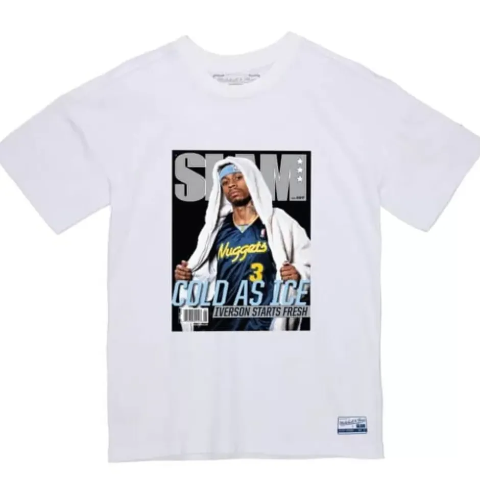 Men Mitchell & Ness T-Shirts & Tops-Slam Covers Tee Denver Nuggets Allen Iverson