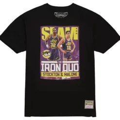 Men Mitchell & Ness T-Shirts & Tops-Slam Iron Duo Tee Utah Jazz