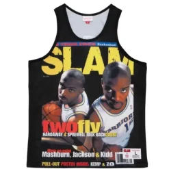 Men Mitchell & Ness T-Shirts & Tops-Slam Sublimated Tank Golden State Warriors