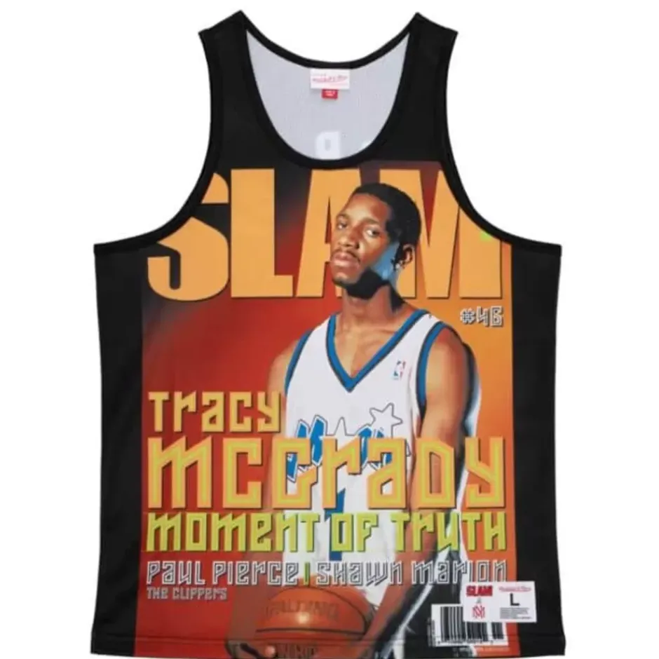 Men Mitchell & Ness T-Shirts & Tops-Slam Sublimated Tank Orlando Magic Tracy Mcgrady
