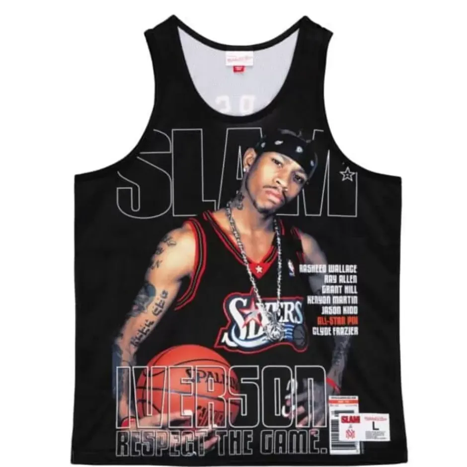 Men Mitchell & Ness T-Shirts & Tops-Slam Sublimated Tank Philadelphia 76Ers Allen Iverson