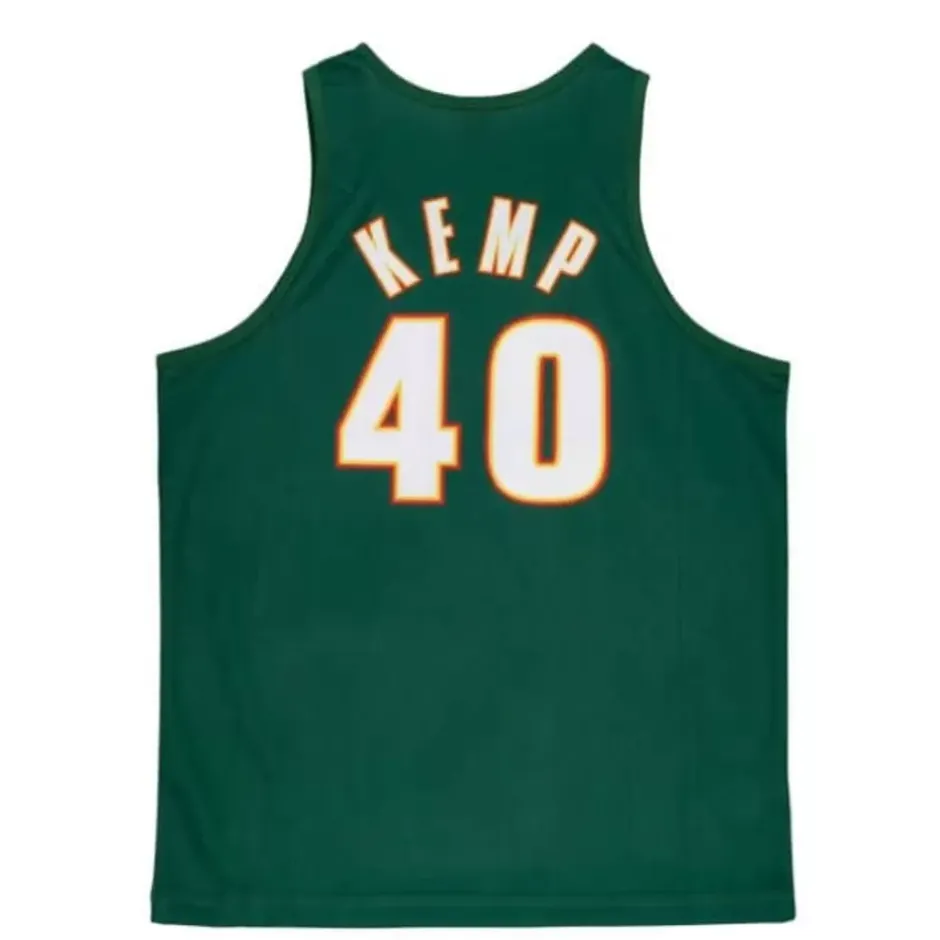 Men Mitchell & Ness T-Shirts & Tops-Slam Sublimated Tank Seattle Supersonics Shawn Kemp