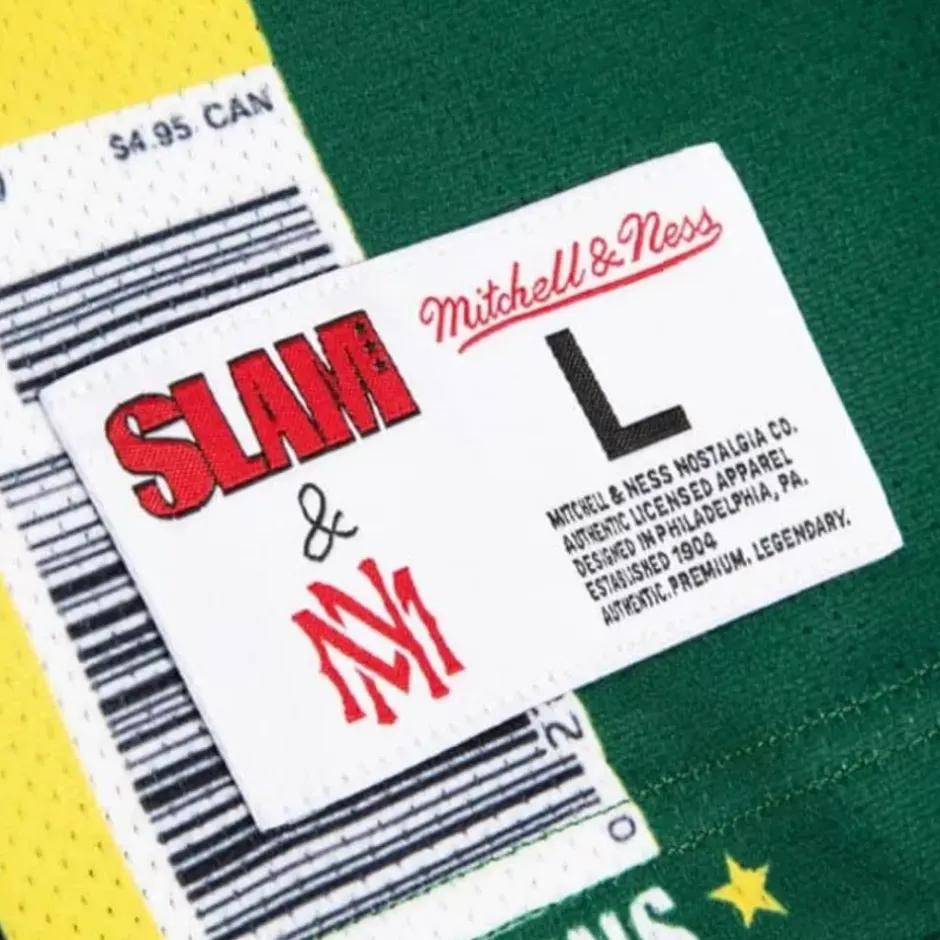 Men Mitchell & Ness T-Shirts & Tops-Slam Sublimated Tank Seattle Supersonics Shawn Kemp
