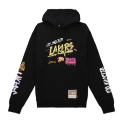 Men Mitchell & Ness Hoodies & Sweatshirts-Slap Sticker Hoodie Los Angeles Lakers