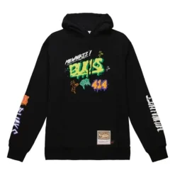 Men Mitchell & Ness Hoodies & Sweatshirts-Slap Sticker Hoodie Milwaukee Bucks
