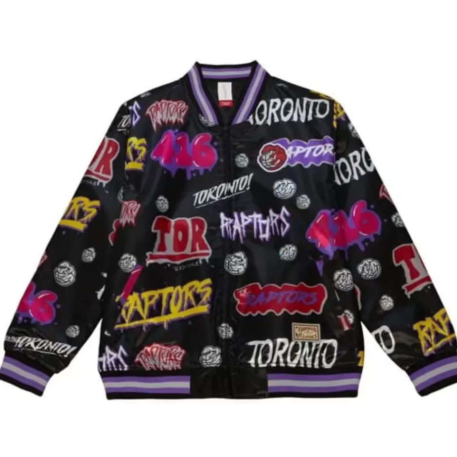 Men Mitchell & Ness Jackets & Outerwear-Slap Sticker Reversible Jacket Toronto Raptors