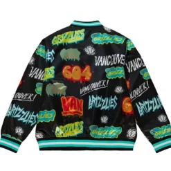 Men Mitchell & Ness Jackets & Outerwear-Slap Sticker Reversible Jacket Vancouver Grizzlies
