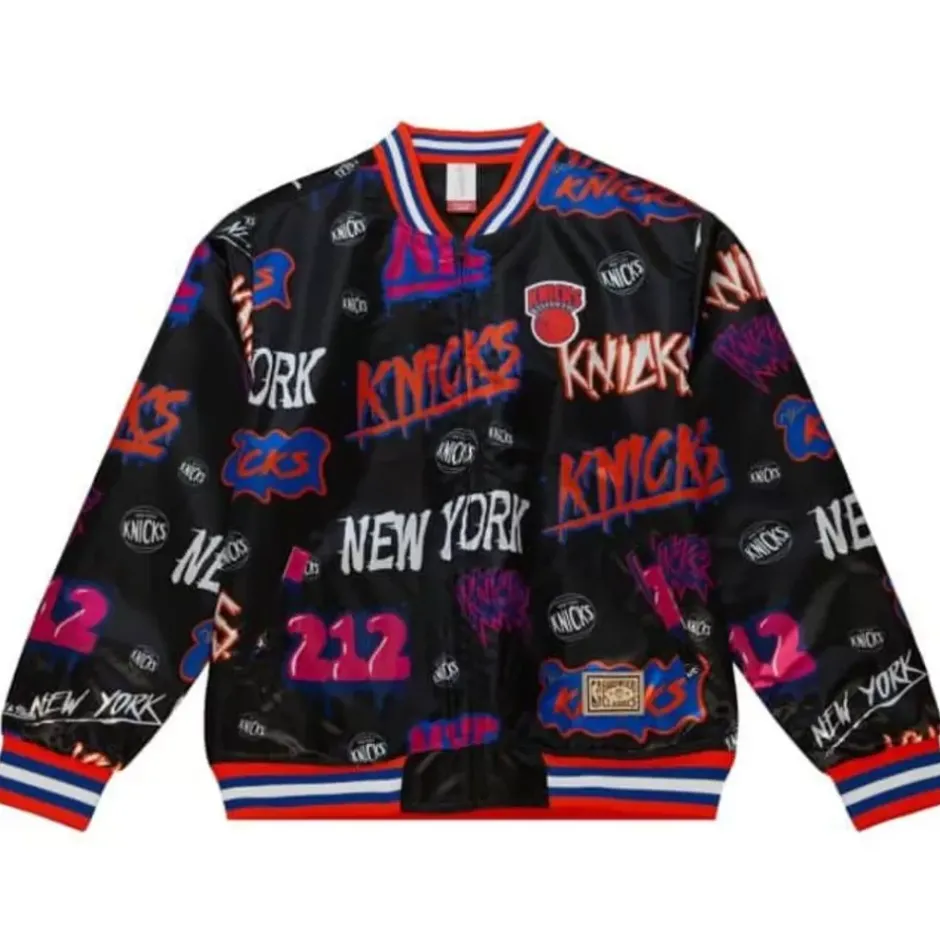 Men Mitchell & Ness Jackets & Outerwear-Slap Sticker Reversible Jacket New York Knicks