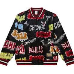 Men Mitchell & Ness Jackets & Outerwear-Slap Sticker Reversible Jacket Chicago Bulls