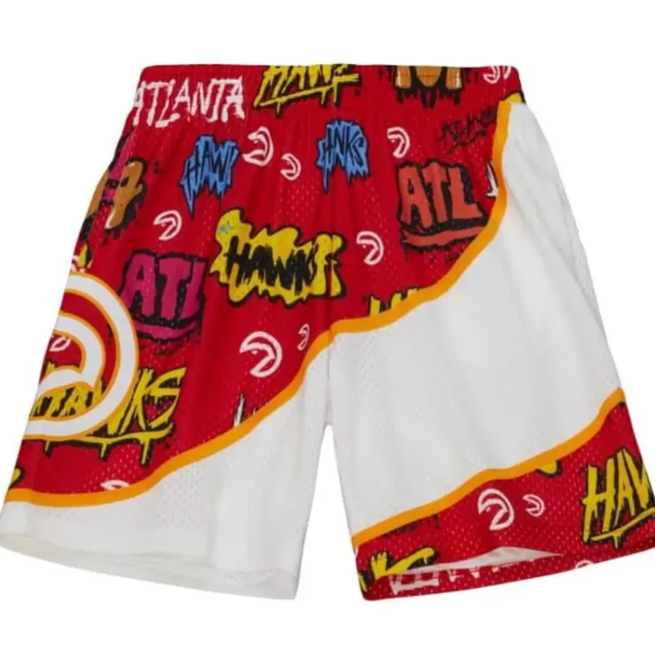 Men Mitchell & Ness Shorts-Slap Sticker Swingman Atlanta Hawks 1986-87 Shorts