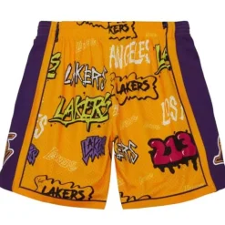 Men Mitchell & Ness Shorts-Slap Sticker Swingman Los Angeles Lakers 2009-10 Shorts