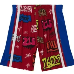 Men Mitchell & Ness Shorts-Slap Sticker Swingman Philadelphia 76Ers 1996-97 Shorts