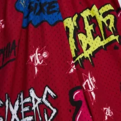 Men Mitchell & Ness Shorts-Slap Sticker Swingman Philadelphia 76Ers 1996-97 Shorts