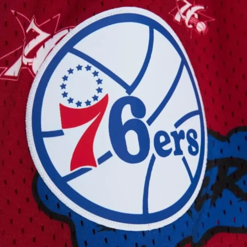 Men Mitchell & Ness Shorts-Slap Sticker Swingman Philadelphia 76Ers 1996-97 Shorts