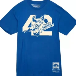Men Mitchell & Ness T-Shirts & Tops-Sliding 42 Tee Los Angeles Dodgers Jackie Robinson