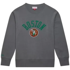 Men Mitchell & Ness Hoodies & Sweatshirts-Snow Washed Fleece Crew Boston Celtics