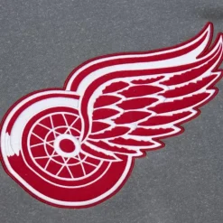 Men Mitchell & Ness Hoodies & Sweatshirts-Snow Washed Fleece Crew Current Logo Detroit Red Wings